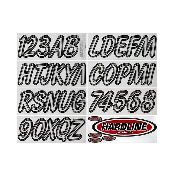 Hardline Products Series 400 Factory Matched 3-Inch Boat & PWC Registration Number Kit - White/Black