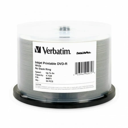 VDVD-R50P 50PK DVD-R PRINTABLE SPINDLE 16X 4.7GB VERBATIM VERBATIM 95137