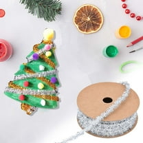 Holiday Glitter Christmas Ribbon 8mm - Metallic Yarn Garland Fringe for Gift Wrapping and Tree Decoration, 10 Yard Roll of Festive Ribbon