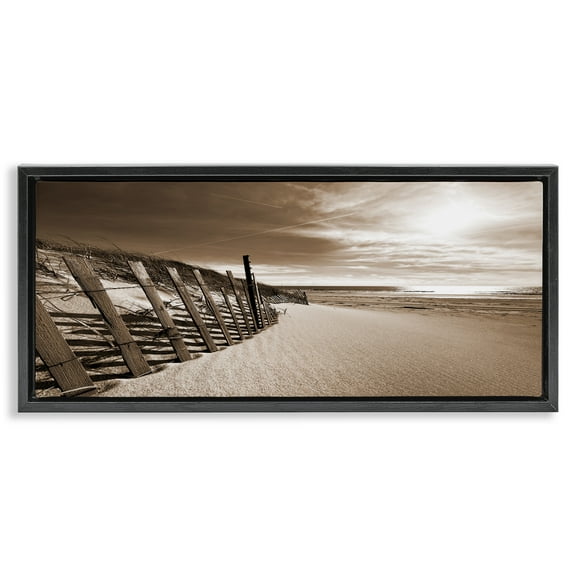 Stupell Industries Serene Sands View Landscape Photography Black Floater Framed Canvas Art Print Wall Art, 25 x 11