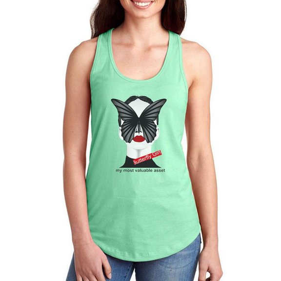 Butterfly Girl Art Racerback Tank Women -Image by Shutterstock, Female Small