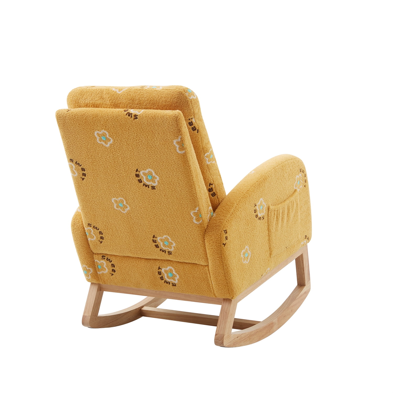 ARCTICSCORPION Modern Nursery Side Pockets Rocking Chair, Yellow