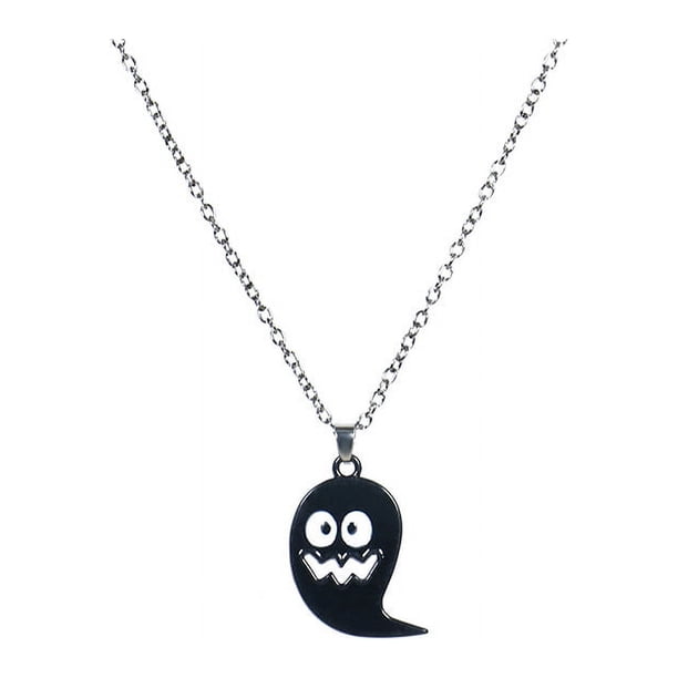 Collar de Halloween con colgante de cabeza de calabaza, murciélago y calavera fantasma