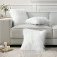 thumbnail image 4 of Luxury Mongolian Fluffy Faux Fur Series Square Decorative Throw Pillow Cusion for Couch, 20" x 20", True White, 2 Pack, 4 of 6