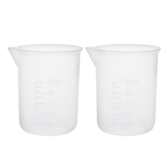 2Pcs Vaso Graduado De Precipitado De 50 Ml Transparente Taza Medidora Labs Plástico Pp