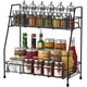 thumbnail image 1 of Estante para especias de cocina, especiero de metal, organizador de especias para encimera, estante de almacenamiento de 2 niveles, negro, 1 of 5
