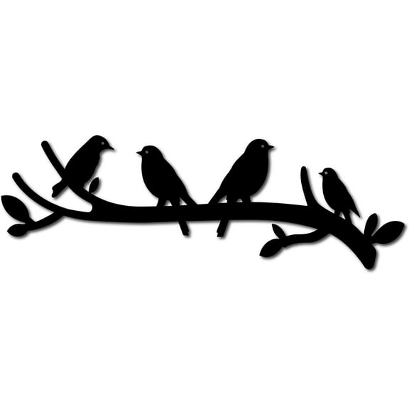 Birds on Branch Wall Decor Bird Wall Art Wooden Wall Sculpture Sign Wood Slices Embellishment DIY Wall Ornaments for Outdoor Garden Personalized Kitchen Home 12x4Inch DIY