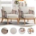 thumbnail image 5 of Bonzy Home Braid Accent Chair, Mid-Century Modern Armchair with Metal Armrests & Wood Frame, Braided Backrest for Living Room, Bedroom, 5 of 7