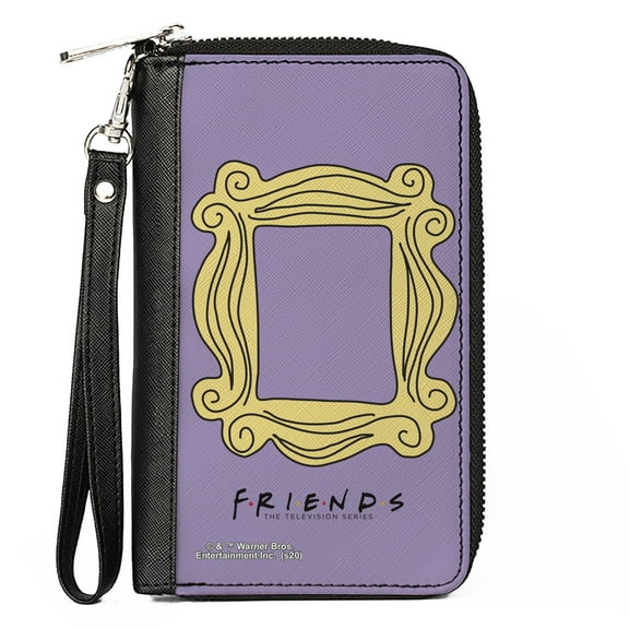 Friends Wallet, Zip Around, Friends Monicas Peephole Frame Lavender Yellow, Vegan Leather