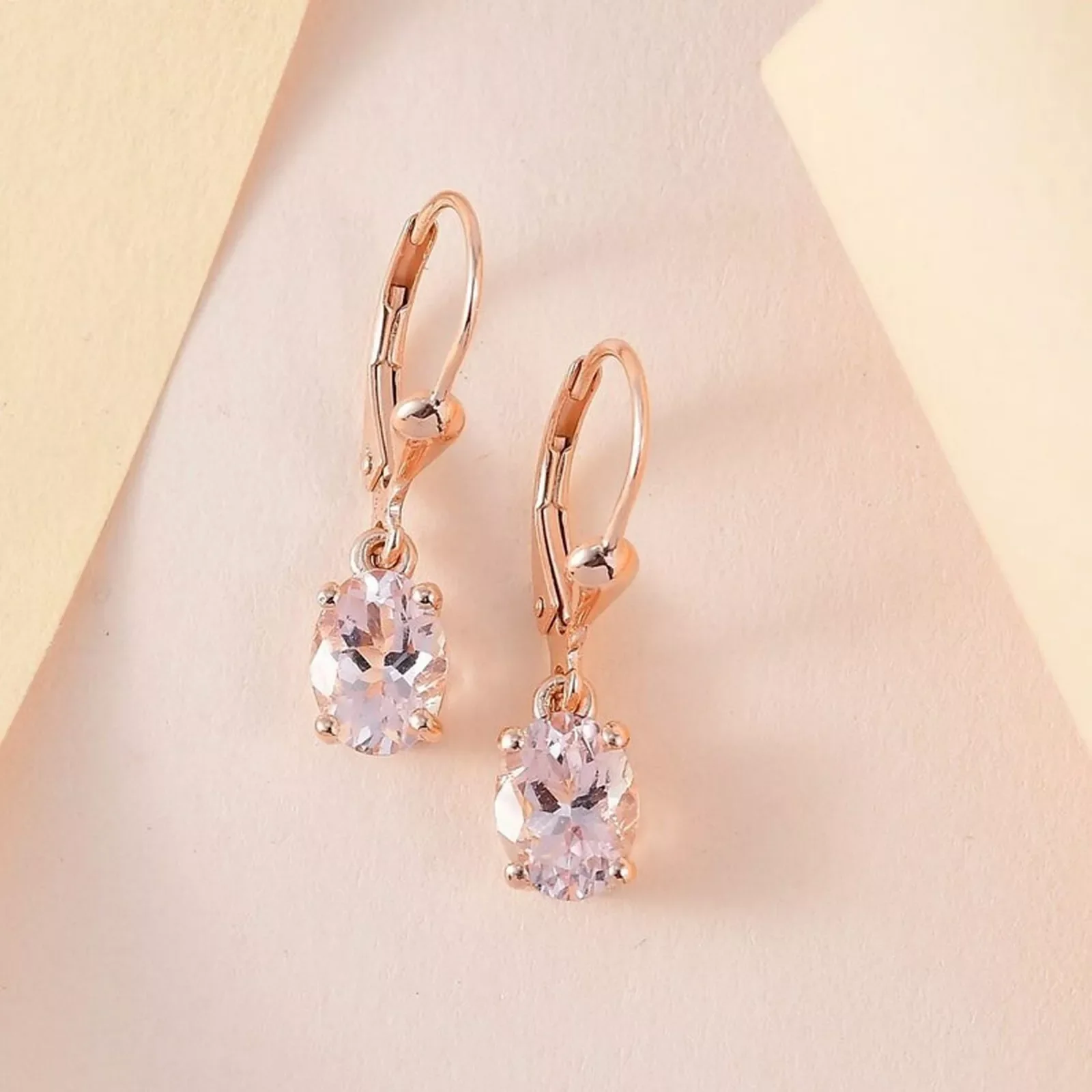 1.60 Ct Round Cut Morganite Solitaire Dangle Earrings for Women in 14K Rose Gold Over Sterling Silver – Elegant and Stylish Jewelry