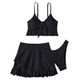 thumbnail image 4 of Plus Size Swimwear Women's Two Piece Skirt Bathing Suit Eyelet Embroidery Cutout Tops with Ruffled Mini Skirt for Summer Beach Vacation Wear Black L, 4 of 5