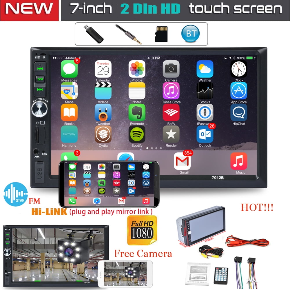 7inch 2DIN Car Bluetooth MP5 Player Touch Screen Stereo Radio HD+Rear Camera New 