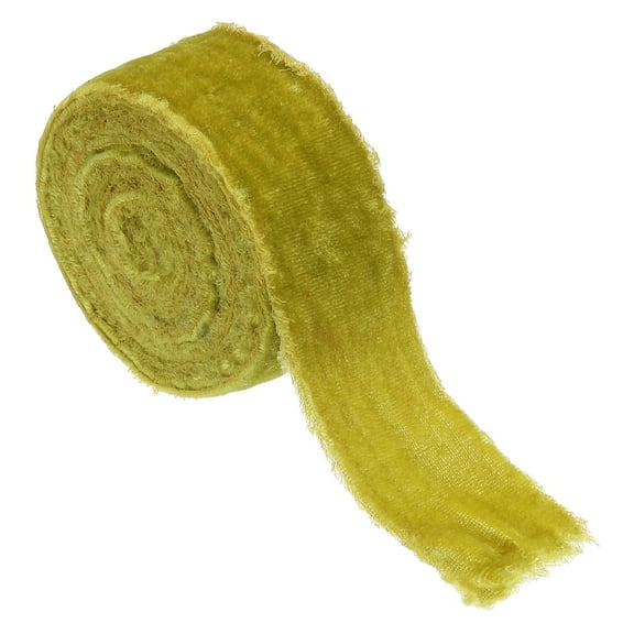 Velvet Ribbon for Gift Wrapping 1-1/2 Inch x 3 Yard Handmade Frayed Vintage Ribbons, Green