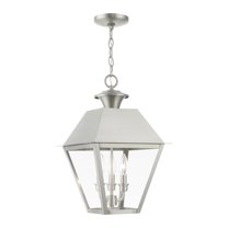 Livex Lighting 3 Light Outdoor Large Pendant Lantern In Brushed Nickel 27220-91
