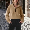 thumbnail image 4 of FAIWAD Womens Fleece Oversized Sweatshirt Quarter Zip Lapel Pullover Warm Fuzzy Clothes, 4 of 9
