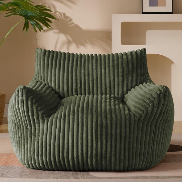 Puf gigante de felpa Gericco para adultos con reposabrazos, color verde