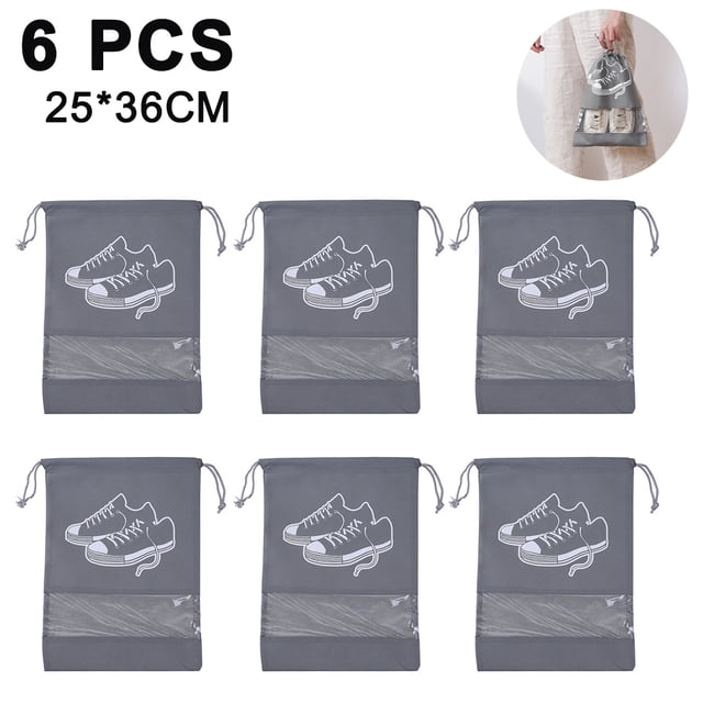 bolsas para zapatos a prueba de polvo de tela no tejida con cordón para viaje, bolsa de almacenamiento impermeable