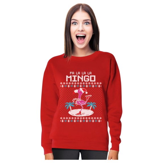 Tstars Womens Ugly Christmas Sweater Fa La La Flamingo Christmas Gift Funny Humor Holiday Shirts Xmas Party Christmas Gifts for Her Women Sweatshirt Ugly Xmas Sweater