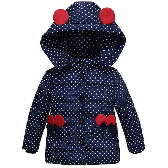 Toddler Child Kids Boy Girl Winter Polka Dot Ear Hoodie Snowsuit Outerwear Coat