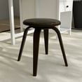 thumbnail image 3 of LeisureMod Dining Stool Upholstered in Leather with Poplar Frame in Stained Finish and 360 Degree Swivel for Modern Home and Kitchen Pelya Collection in Brown, 3 of 8