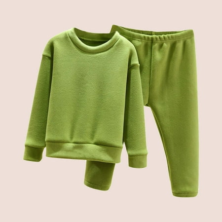 

Babysbule Toddler Baby Kids Winter Deals Boys Girls Solid Color Long Sleeve Thickening Home Wear Clothes Suit
