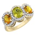 thumbnail image 1 of 14K Yellow Gold Natural Lemon Quartz & Citrine 3-Stone Ring Oval Diamond Accent, size 5, 1 of 2