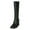 Green, variant on Women Square Closed Toe Chunky Wide High Heel Booties Low Platform Pull On Knee High Boots Winter Party Shoes Size 9 Red