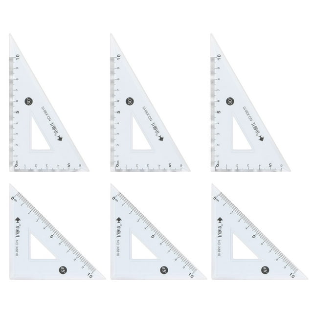 Unique Bargains Polystyrene Triangle Ruler Set, 10cm, Blue, 6 Count