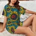 thumbnail image 4 of Balery Sunflowers Pattern Womens Pajama Sets 2 Piece Soft Short Sleeve Top and Shorts Sleepwear Round Neck Pjs Lounge Set with Pockets-Medium, 4 of 7