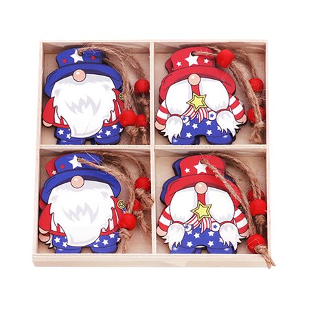 

cYkl 12Pcs Gnome Pendant Nordic Style Hand Painted Vivid Color 4th of July Patriotic Gnome Wood Ornament for Gift
