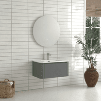 30 Inch Bathroom Vanity with Sink Combo, Modern Wall-Mount Floating Bathroom Vanity with Soft-Close Drawer for Small Space, Gray