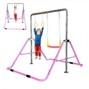 3-in-1 Kids Jungle Gym with Monkey Bars, Swing, Trapeze Rings - Gymnastics Playground Equipment for Active Play
