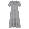 thumbnail image 7 of MYAOYI Women's Dresses Boho Flowy Midi Dress Square Neck Short Sleeve Ditsy Floral Tiered Casual Summer Dress, 7 of 7