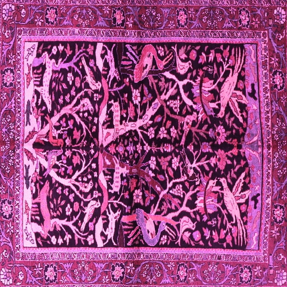 Ahgly Company Indoor Square Persian Pink Traditional Area Rugs, 4' Square