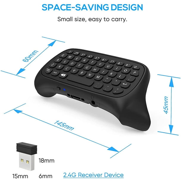 Mini clavier sans fil Chatpad compatible avec la manette Xbox Series X/S,  récepteur 2,4 G Gamepad Accessoires de clavier compatibles avec Xbox One,  One S et Series X/S pour la messagerie et