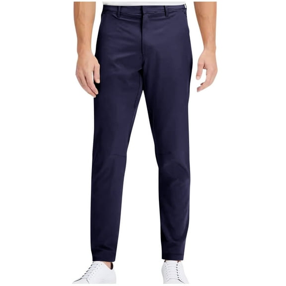 Mrmaere Men’s Slim Straight Leg Casual Pants Long Leg Smooth Fabric Classic Fit Wear for Daily Activities Semi-Formal Occasions Dark Blue XXXXL