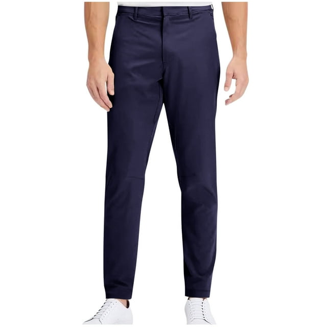 FRSASU Men's Solid Premium Comfort Stretch Slim Fit Business Dress Pants Dark Blue