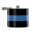thumbnail image 2 of Thin Blue Line Police Policemen Law Enforcement Stainless Steel 5oz Hip Drink Kidney Flask, 2 of 3