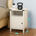 thumbnail image 2 of Nightstand with Charging Station, Side Table with RGB Light Strip, Modern End Table Beside Table with USB Ports and Outlets, Barn Door Cabinet, Open Shelf, Deep Storage for Bedroom, Living Room, 2 of 7