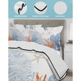 thumbnail image 4 of Quilts Twin Size Bedding Set, Orange Navy Blue Coral Lightweight Quilted Comforter, Summer Beach Coastal Ocean Soft Reversible Bedspread Coverlet with Pillow Covers for All Season, 68" x 86", 4 of 7
