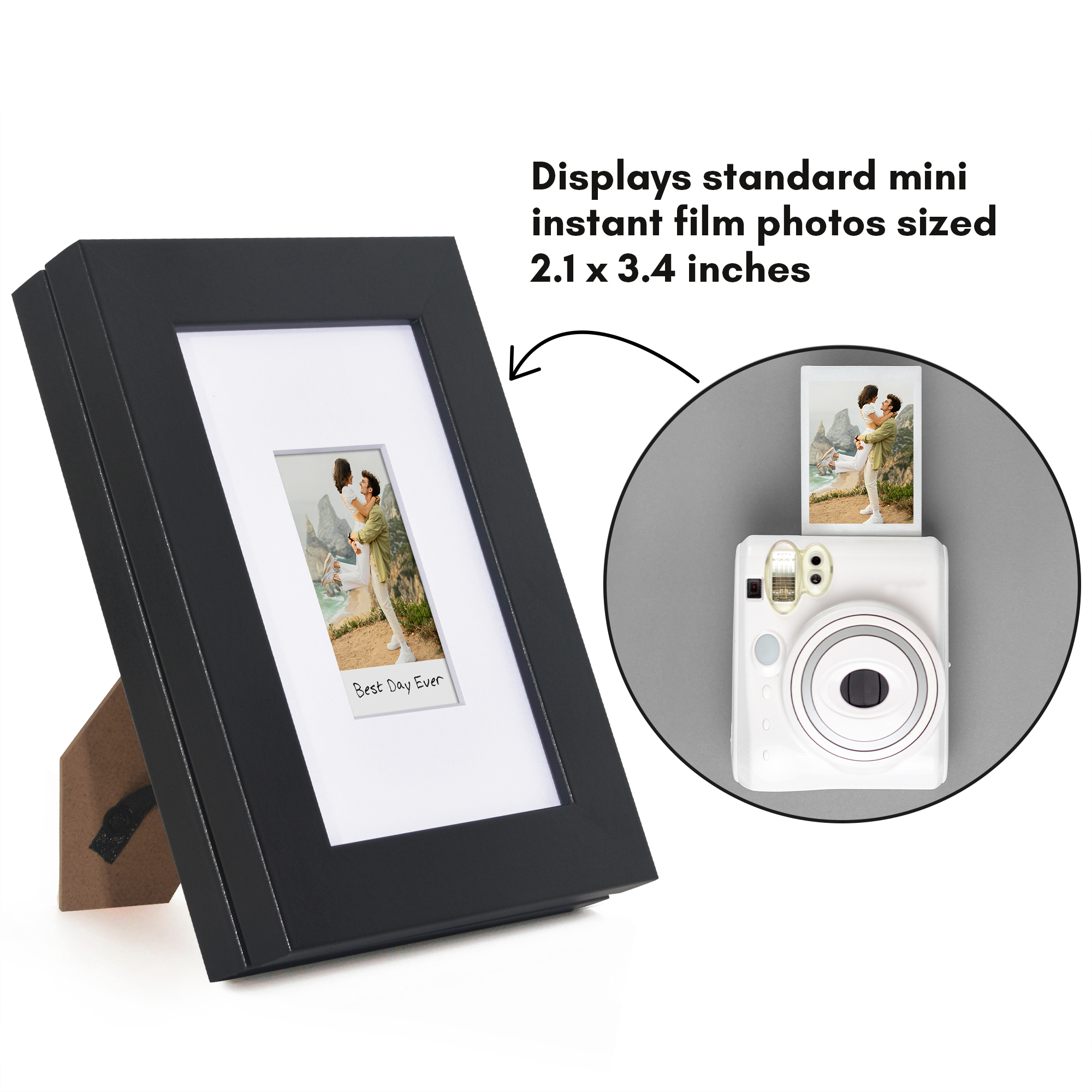 Americanflat 4x6 Picture Frame Storage with 2x3 Mat Instant Print Photos Quick Change Frames Holds Wall - Black