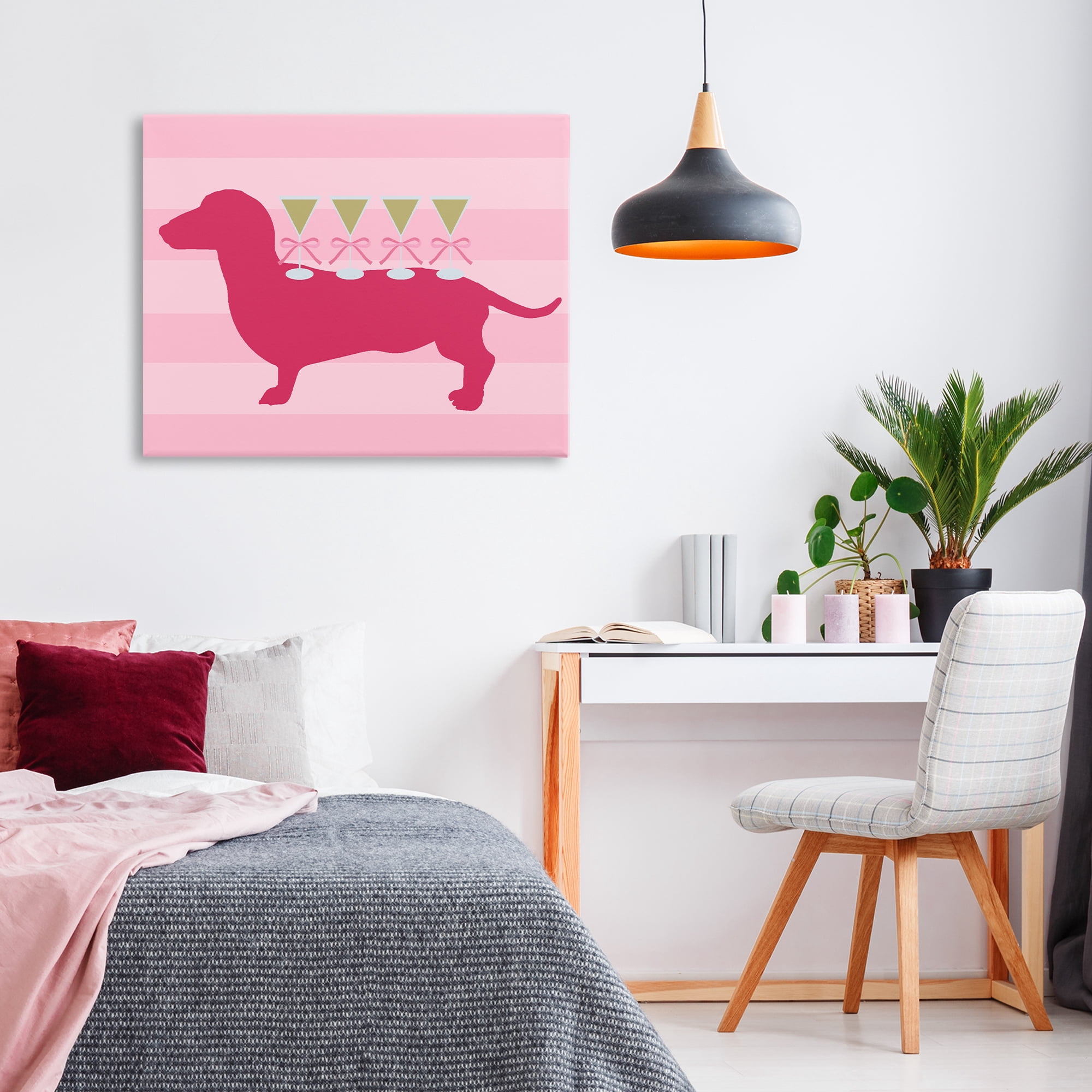 Stupell Industries Pink Dachshund With Martinis Canvas Wall Art, design by Lil' Rue