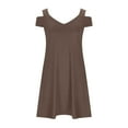 thumbnail image 6 of Dresses for Women 2026 Plus Size Fashion V-neck Loose Solid Short Sleeve Strapless Mini Dress, 6 of 8