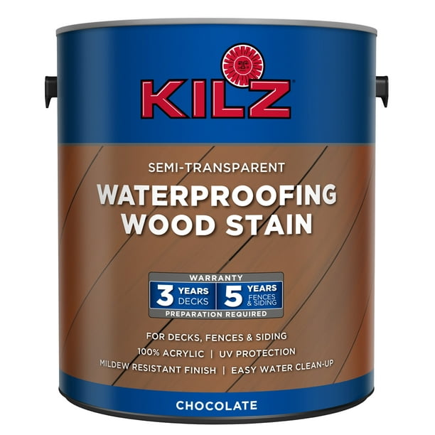 KILZ Chocolate SemiTransparent Exterior Wood Stain, 1 KILZ Chocolate SemiTransparent Exterior Wood Stain, 1