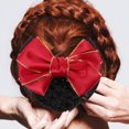 thumbnail image 2 of EeaseCA 2 Pcs Nœud Papillon Snoods Filet Doré Coiffe Professionnelle pour Chignon pour Travail Quotidien en Classe (Rouge), 2 of 8