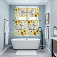 thumbnail image 4 of Sunflower Bee Kind Kitchen Curtains Valances and Tiers Set of 3 Vintage Yellow Floral Bees White Daisy Plant Linen Texture Tier Curtains and Valance with Rod Pocket for Small Windows, 27.5"x36", 4 of 9
