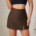thumbnail image 5 of ClodeEU Women’s Elegant High Waisted Bodycon Mini Skirt with Shorts ,Casual Side Slit Skorts Brown,Womens Plus XL, 5 of 5