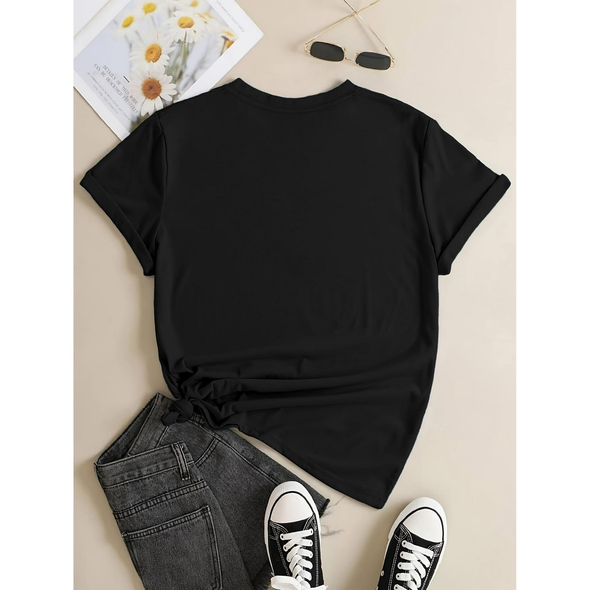 T-shirt Femme Long Vintage Floral – Tunique Manches 3/4 Col V Boutons – Haut Été Décontracté Ample