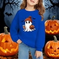 thumbnail image 1 of Chandail à Manches Longues à Col Rond Imprimé 2D d'Halloween Décontracté et Tendance pour Enfants Bleu, 1 of 6