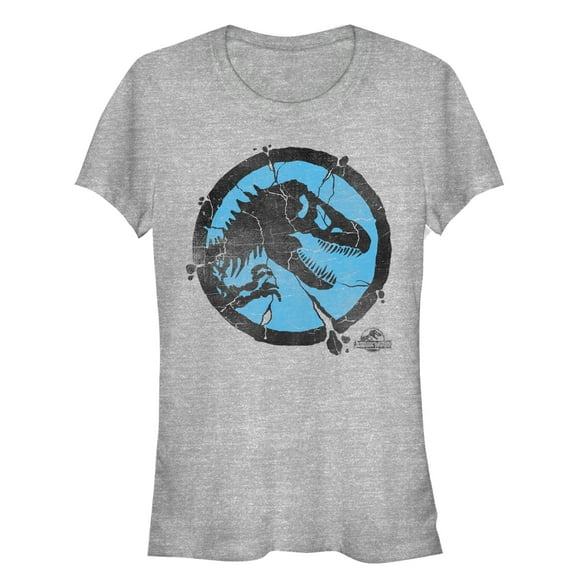 Junior's Jurassic World Cracked T. Rex Logo  Graphic Tee Athletic Heather Large